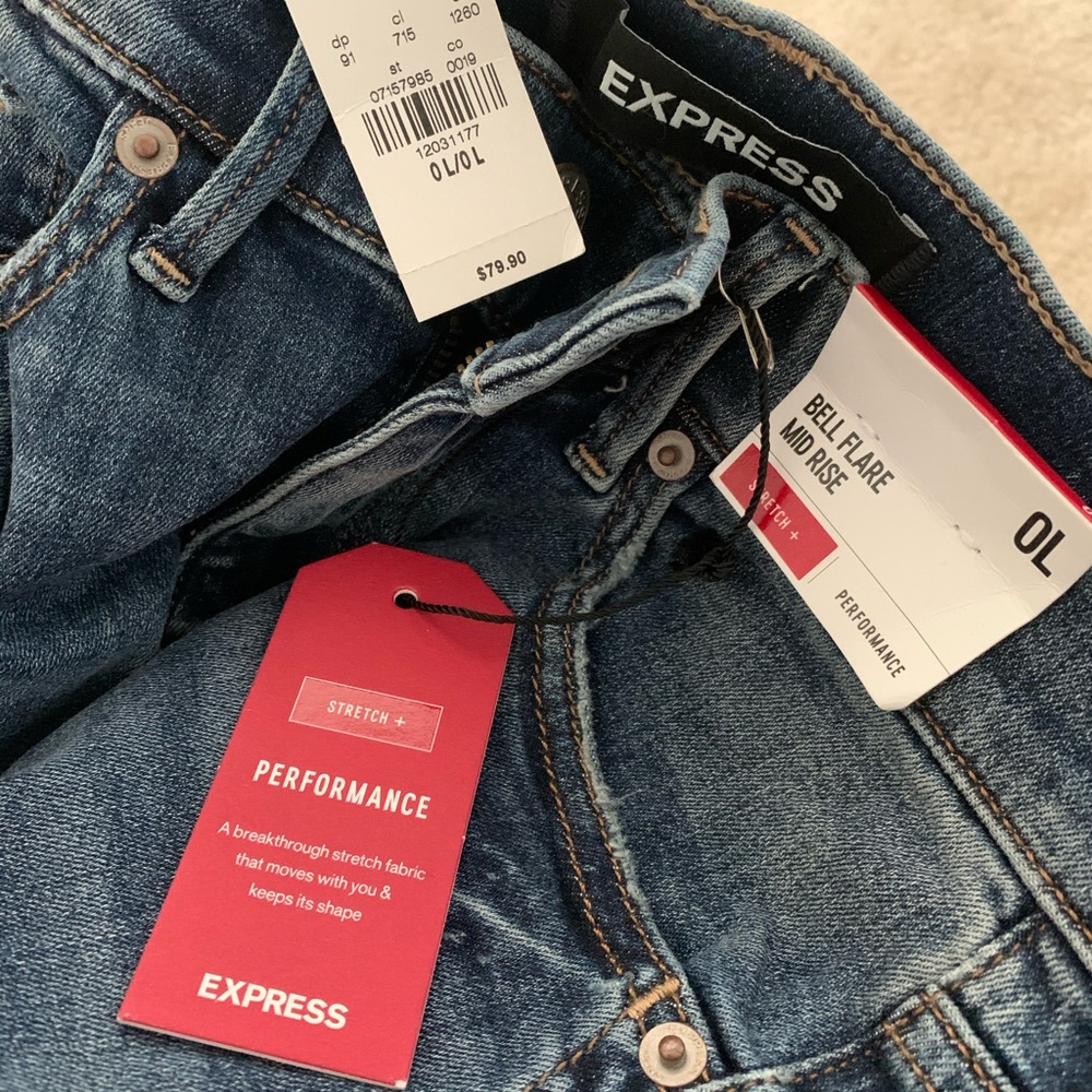 Express Bell Flare Mid Rise Jeans